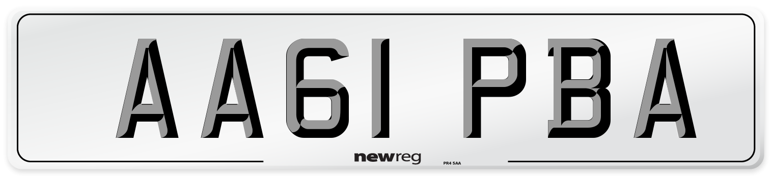 AA61 PBA Number Plate from New Reg